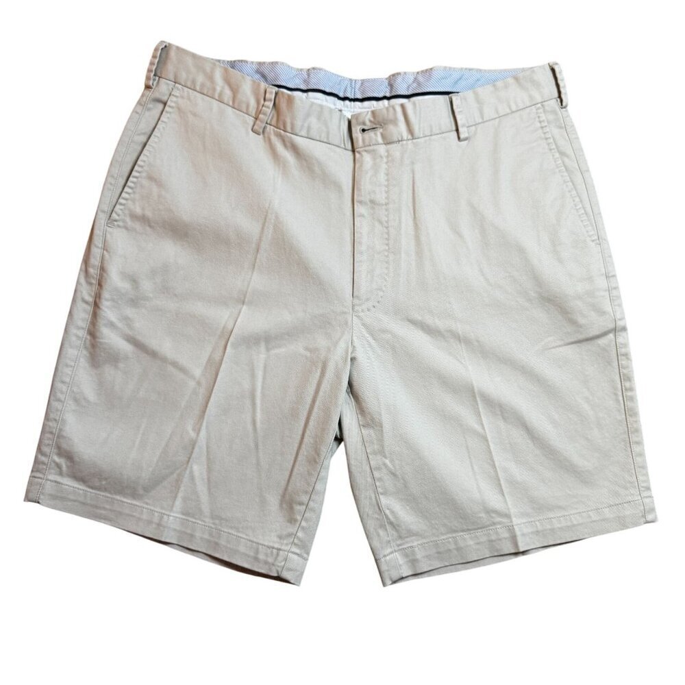 Peter Millar Mens Beige Khaki Cotton Flat Front Classic Chinos Golf Size 36
